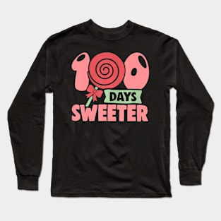 100 Days Sweeter  100th Day of School Teacher Kids Long Sleeve T-Shirt